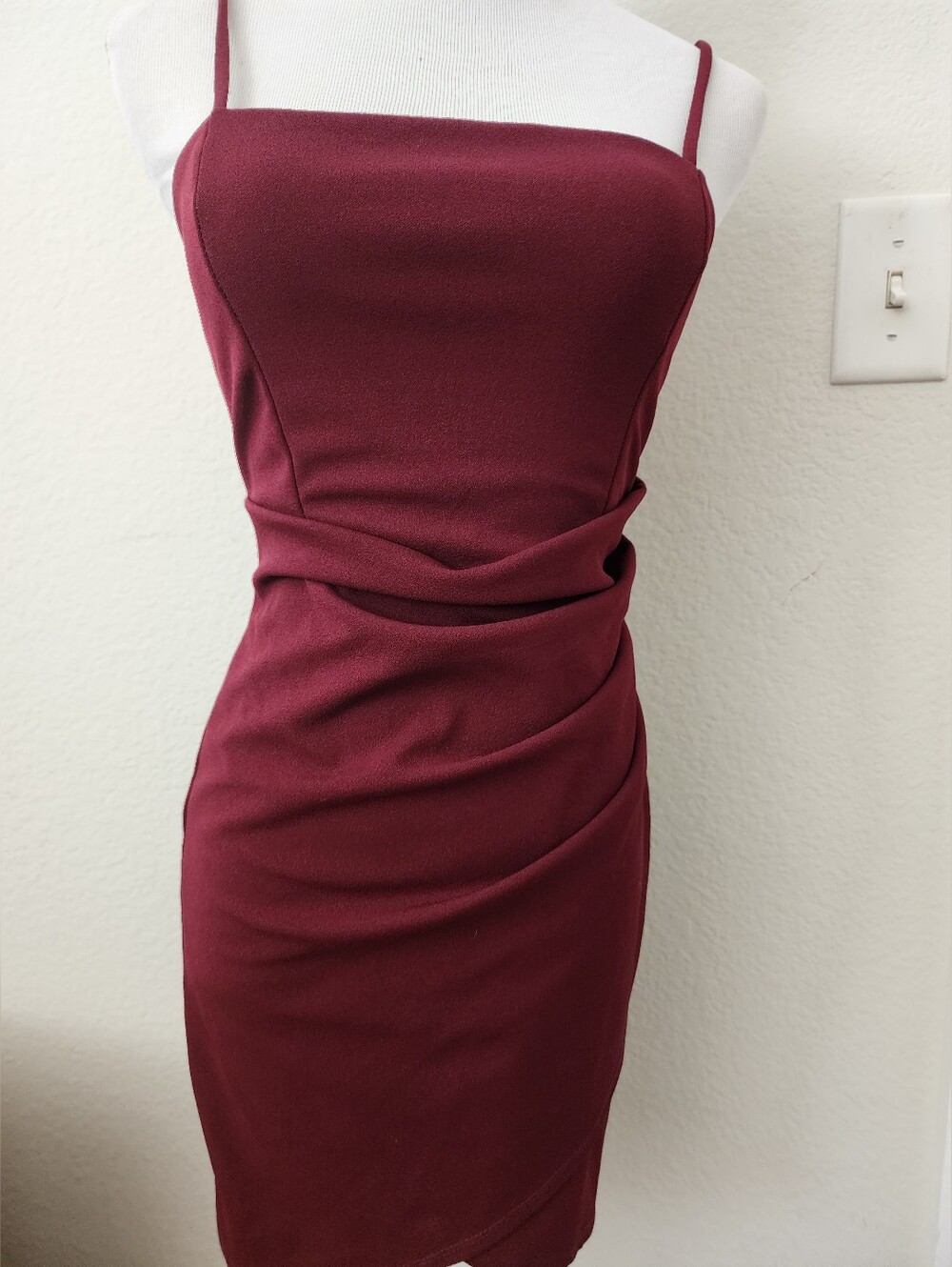 Windsor Burgundy Ruched Midi Bodycon Dress